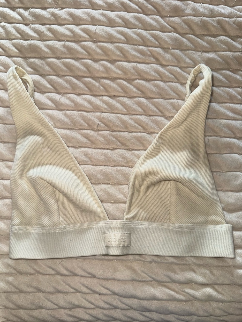 SKIMS Ribbed Triangle Bralette in Cream